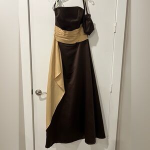 Forever Yours International Chocolate/Gold Bridesmaid Gown